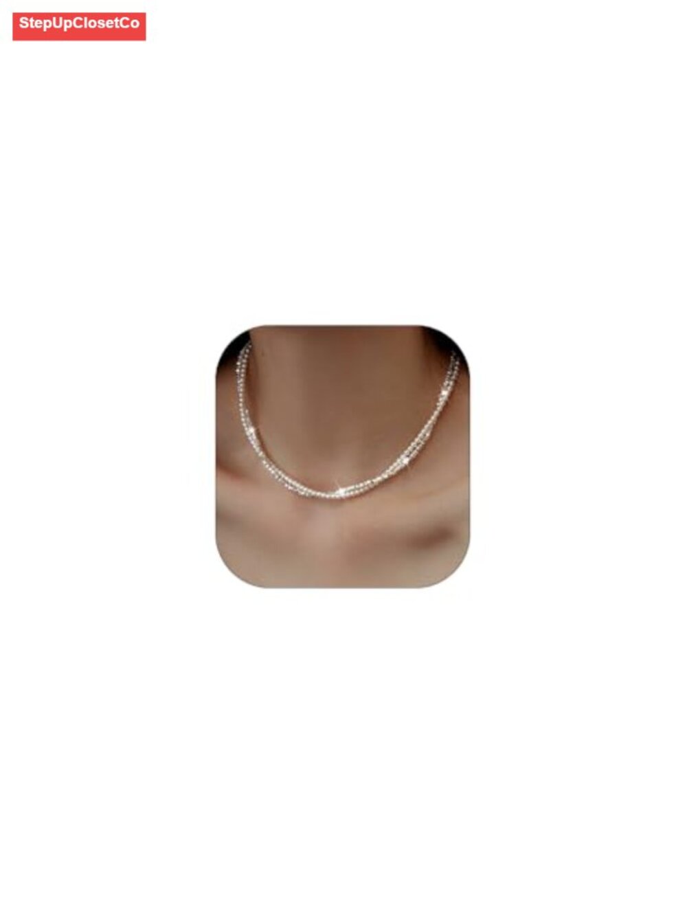 Layered Pearl Choker Necklace Two Strand Statement Collar Faux Pearl Beaded
